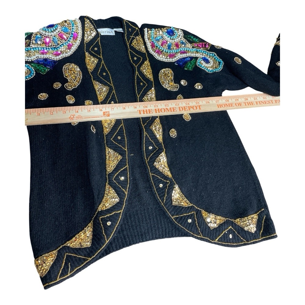 Cristina Vintage Sweater Sequins Beaded Silk Nylon Angora Mardi Gras - Picture 5 of 10